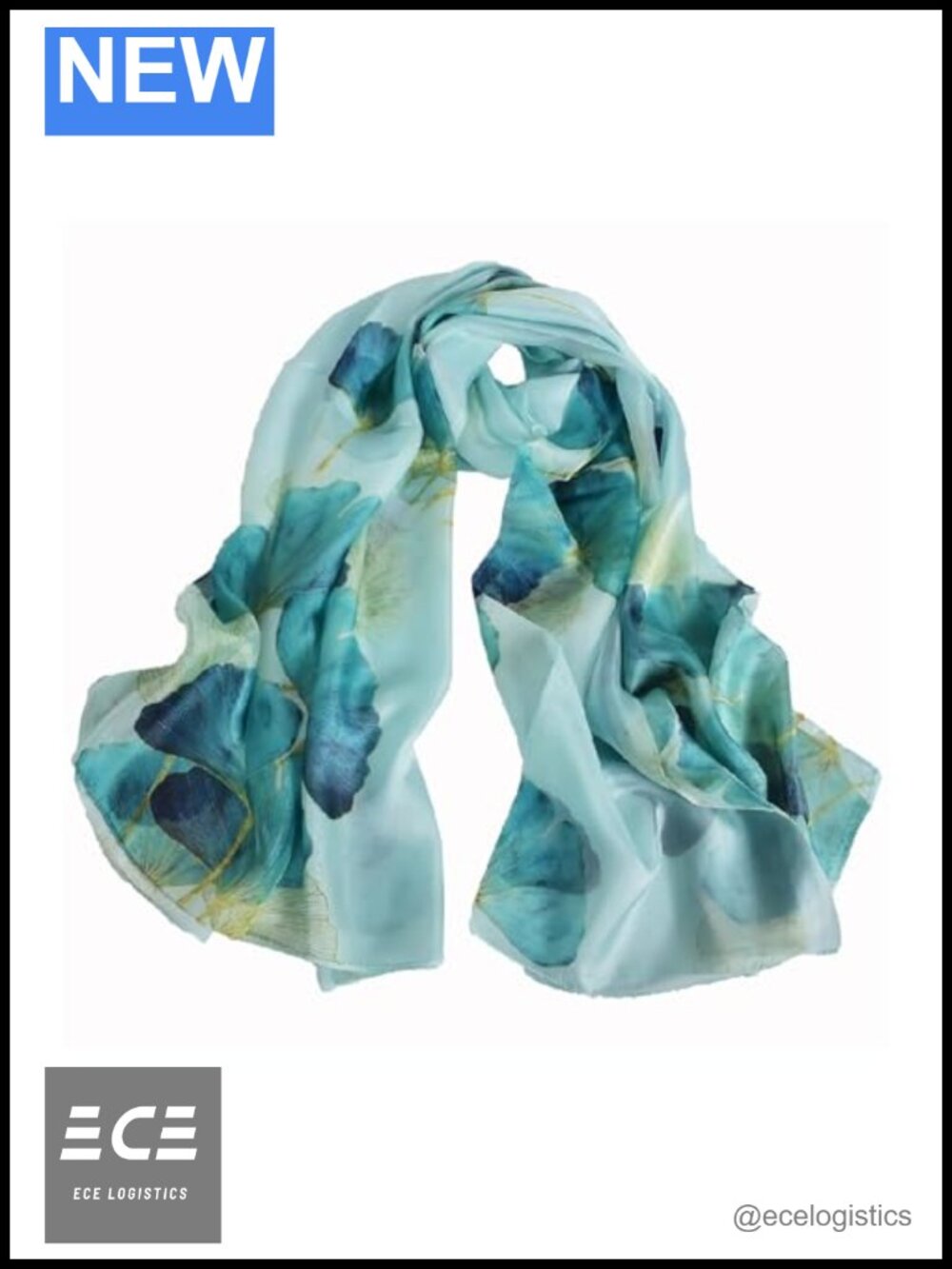 100% Mulberry Silk Chiffon Scarf Large Shawl Wrap Floral Print